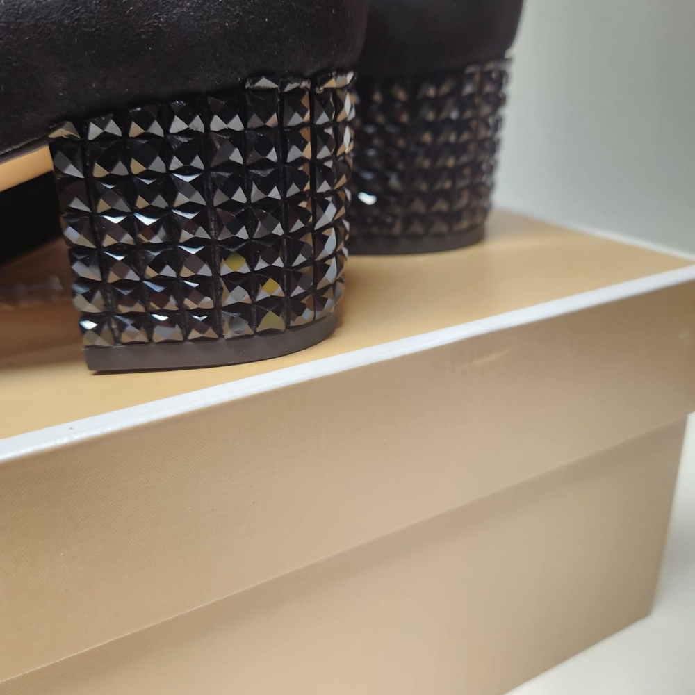 Michael kors Arabella kitten pump black Suede jeweled heel 2"